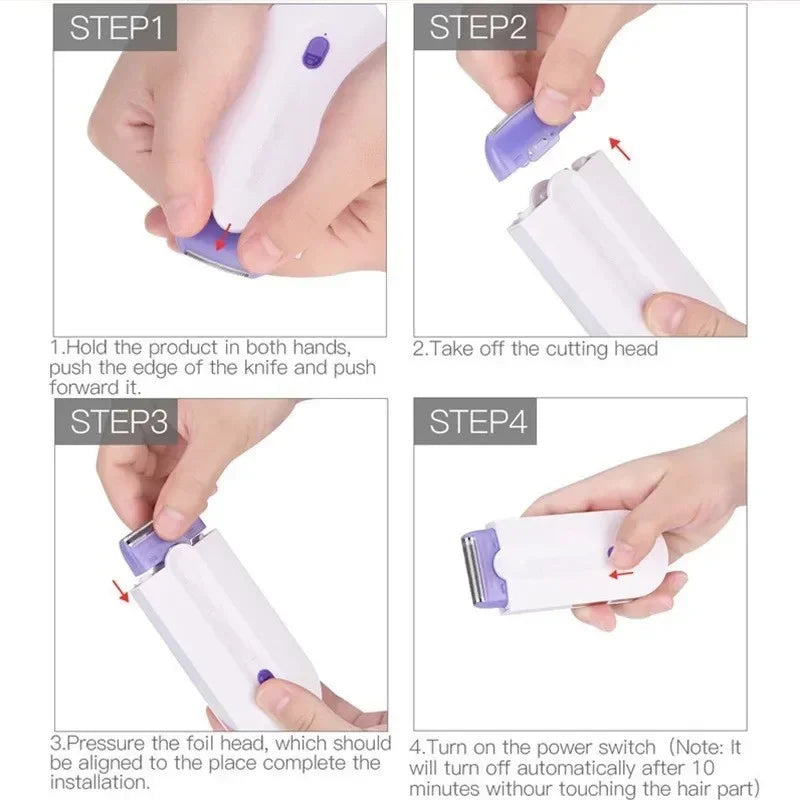 Painless Hair Removal Kit Women Electric Shaver White