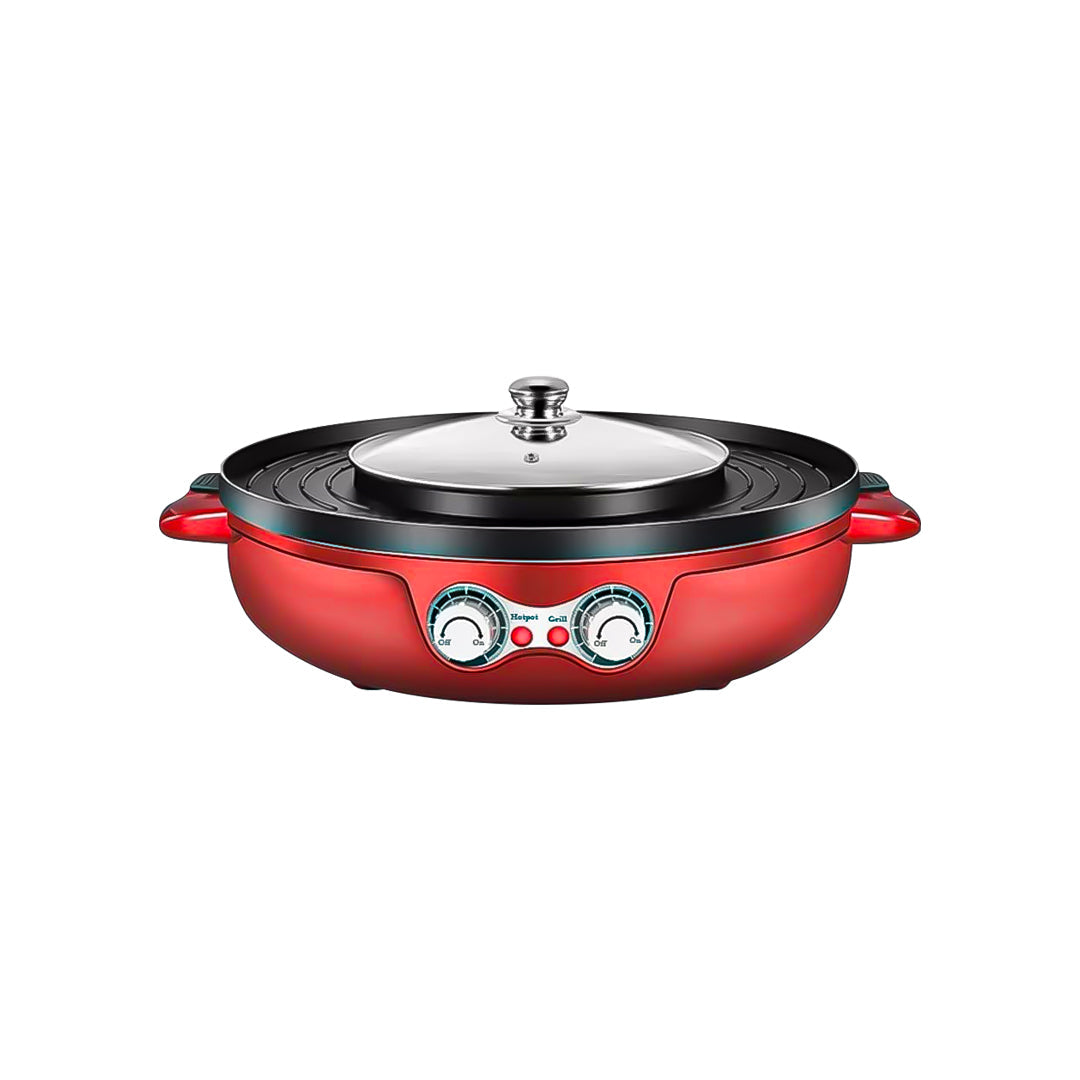 SOGA 2-in-1 42CM Electric Hot Pot BBQ Grill Maifan Stone Non-Stick Coating 2100W