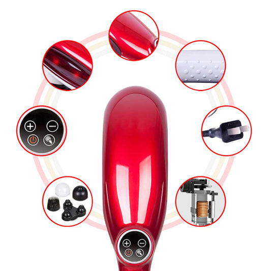 NNEAGS 6 Heads Portable Handheld Massager Soothing Stimulate Blood Flow Shoulder Red
