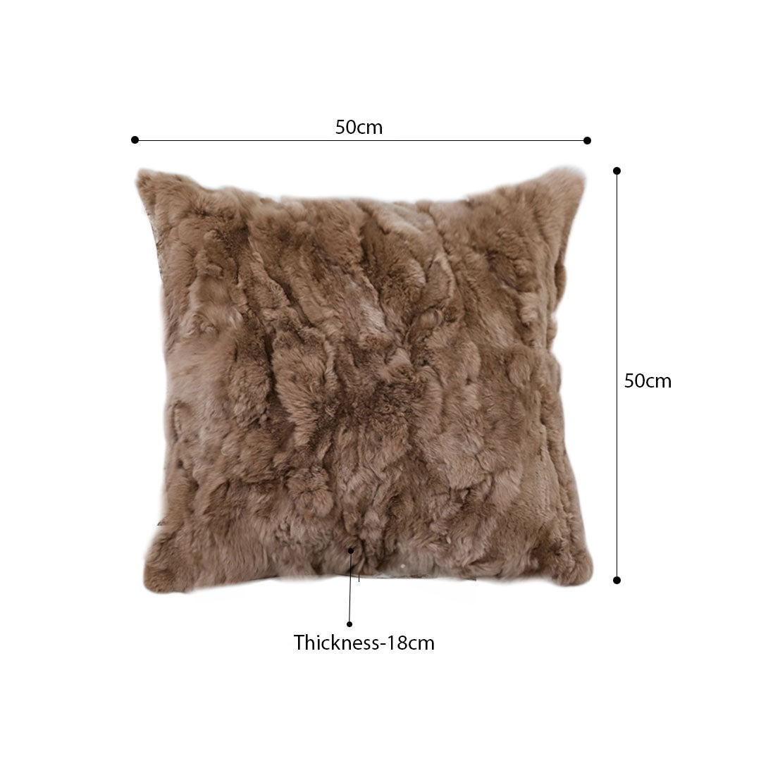 SOGA 2X 50cm Luxurious Taupe Faux Fur Plush Textured Throw Pillow