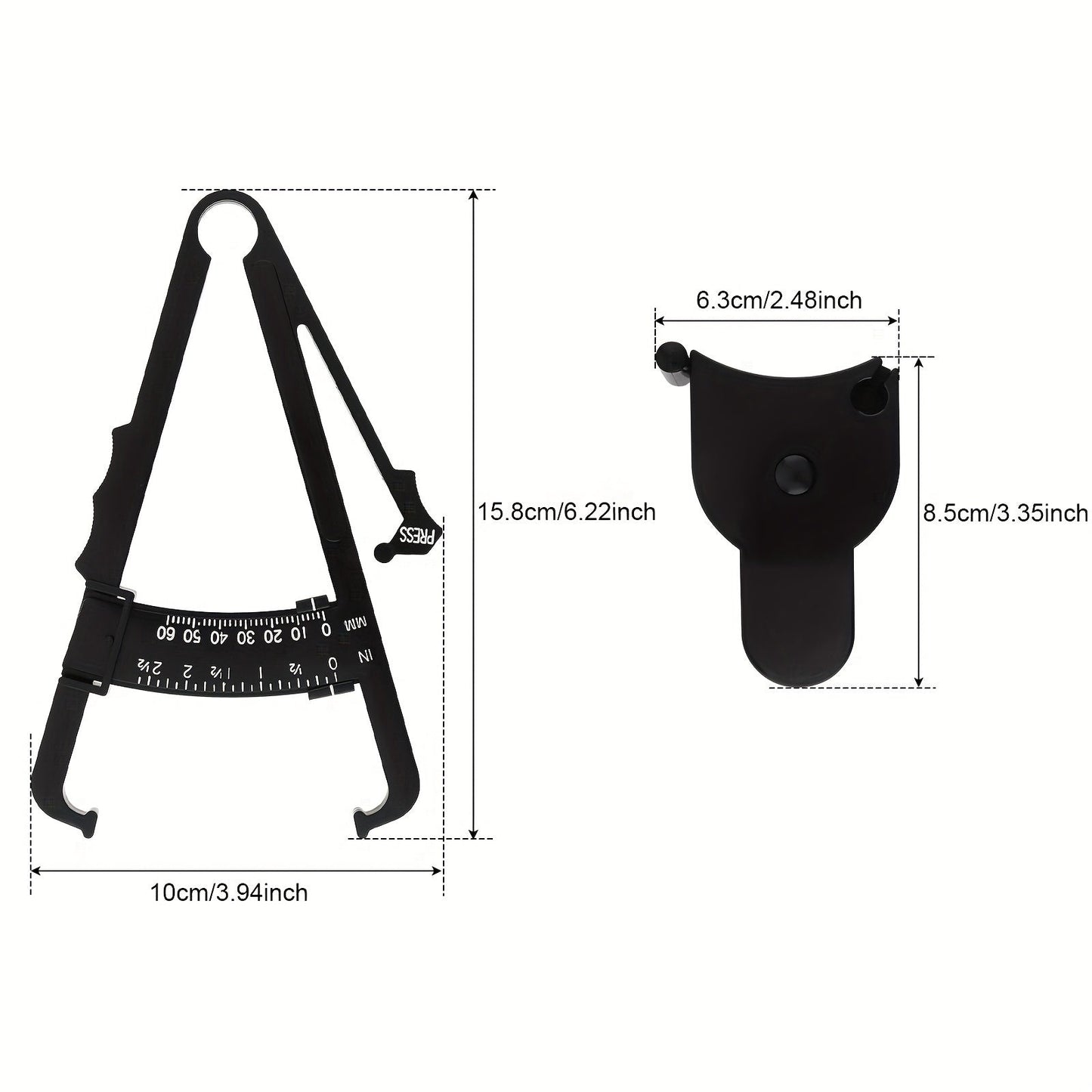 NNETM Portable Body Fat Caliper and Tape Measure Set(Black)