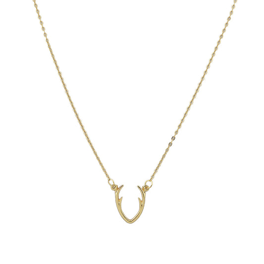 Minimalist Gold Chain Antlers Pendant Necklace Personality Creative Jewellery