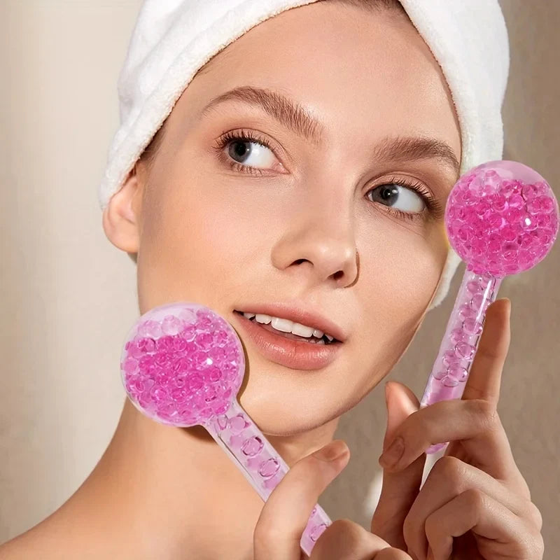 NNEOBA 2PCS Ice Globes for Facial Cooling & Massag Pink
