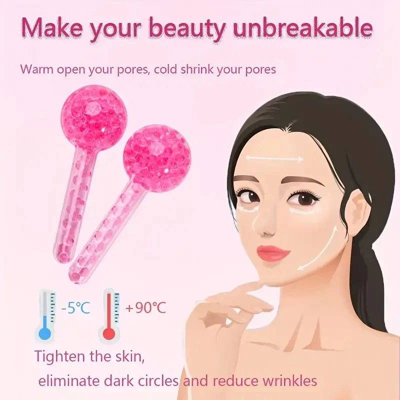 NNEOBA 2PCS Ice Globes for Facial Cooling & Massag Pink