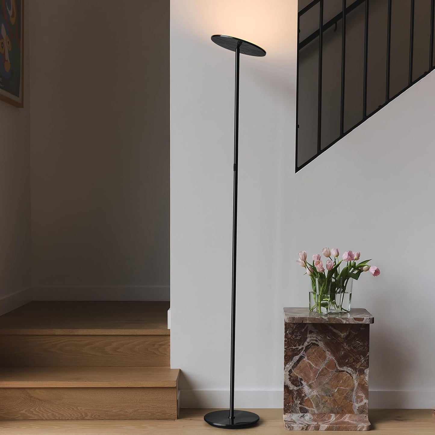 Black Tall Dimmable LED Floor Lamp Living Room Decor