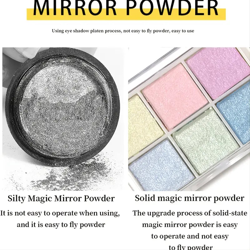 NNETM 6 Colors Chrome Mirror DIY Nail Powder Set Mermaid Nail Art Neon Pigment Powders and Glittering Effects