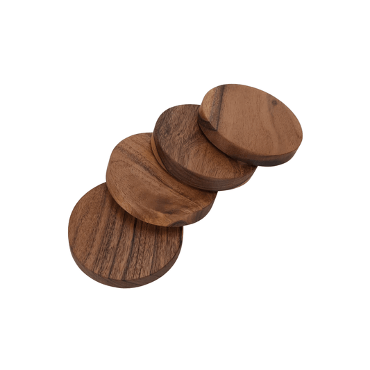 Set of 4 Acacia Wood Coasters – Protect Your Surfaces in Style