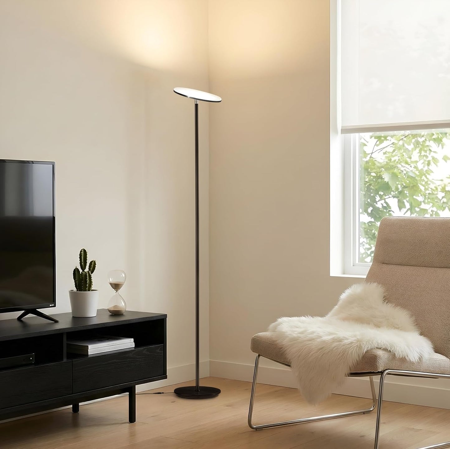 Black Tall Dimmable LED Floor Lamp Living Room Decor