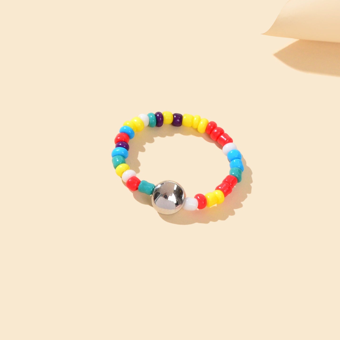 Bohemian Women Accessories Colourful Seed Beads Elastic Ring Ethnic Jewellery