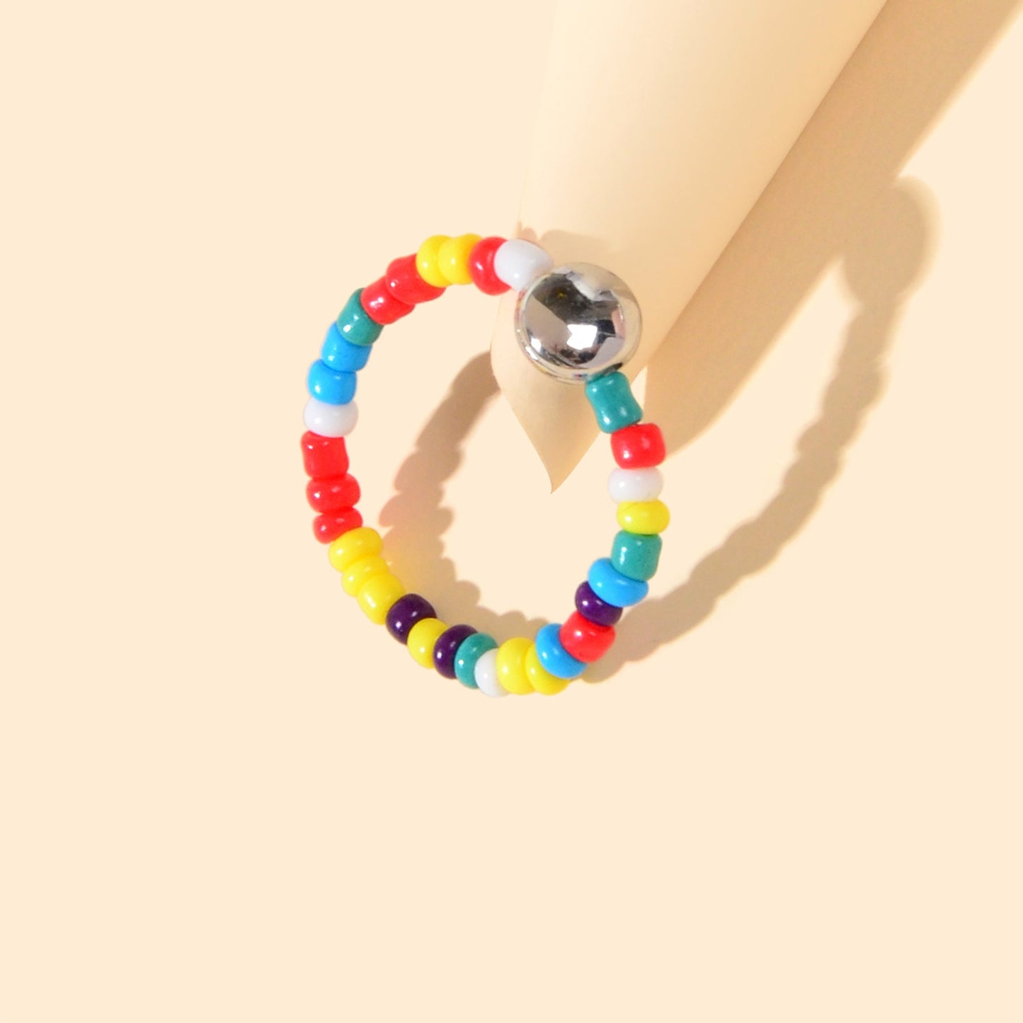 Bohemian Women Accessories Colourful Seed Beads Elastic Ring Ethnic Jewellery
