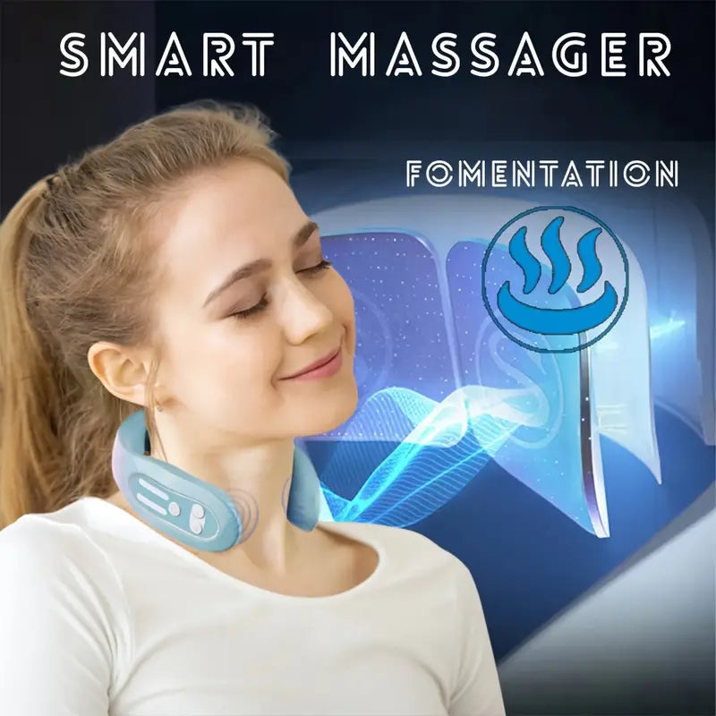 NNETM Intelligent Heated Neck Massager - Gray Blue