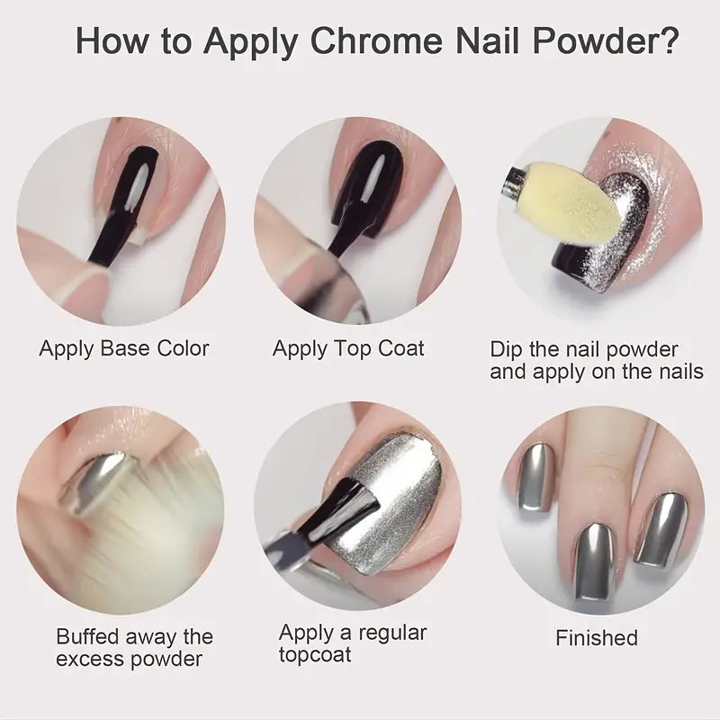 NNETM 6 Colors Chrome Mirror DIY Nail Powder Set Mermaid Nail Art Neon Pigment Powders and Glittering Effects