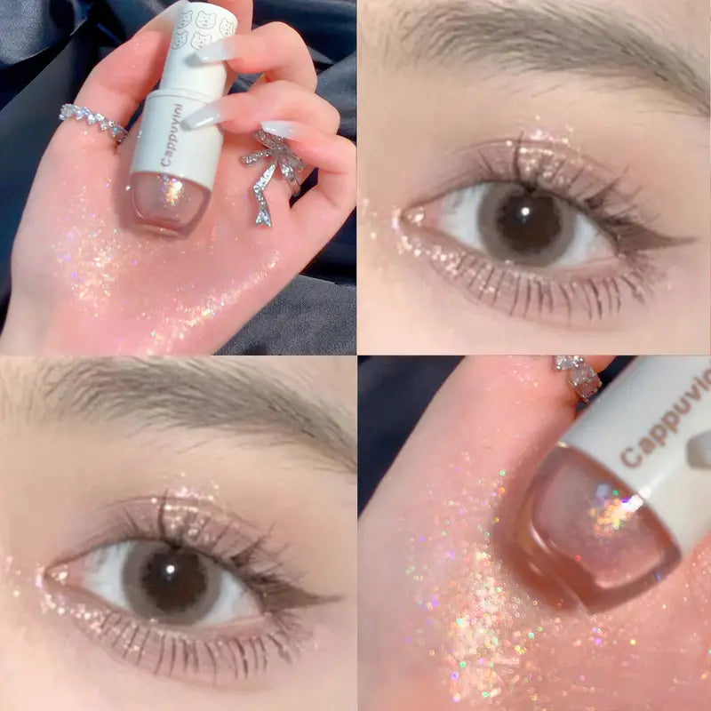 NNETM 6 Color Liquid Eyeshadow with Highlight Sequins - Sparkling, Waterproof, and Long-Lasting Makeup
