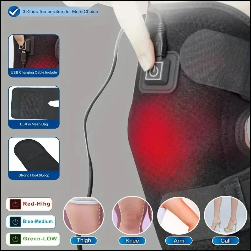 NNEOBA Electric Heating Knee Pads USB Hot Compress with Adjustable Temperature Black
