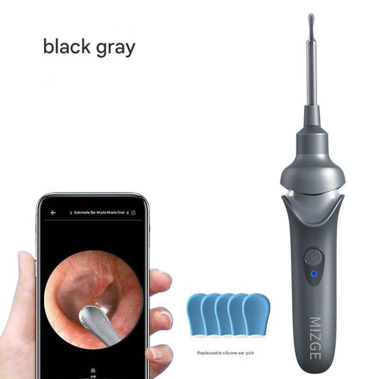 NNEDSZ Black Rechargeable Visual Electric Ear Cleaner with LED Light - Safe and Effective Ear Wax Removal Tool for Adults and Children